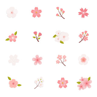 唯美日本樱花花朵花瓣花卉清新矢量元素